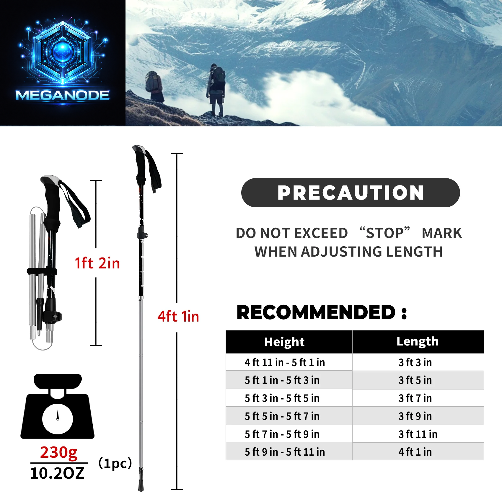 Collapsible Trekking Poles for Hiking - 2 Pack Collapsible Aluminum Walking Stick