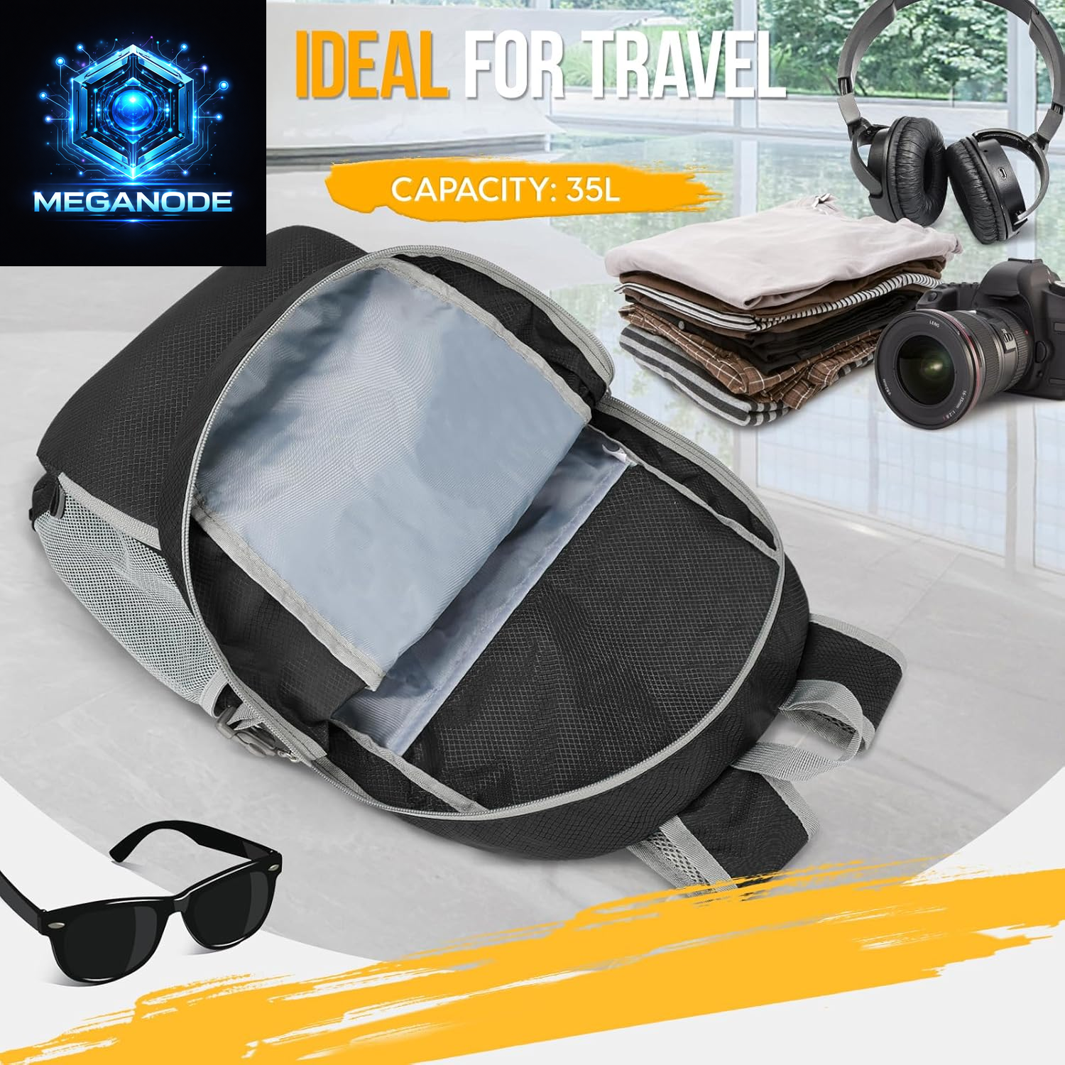 Lightweight Packable Backpack 35L, Light Foldable Backpacks Water Resistant 