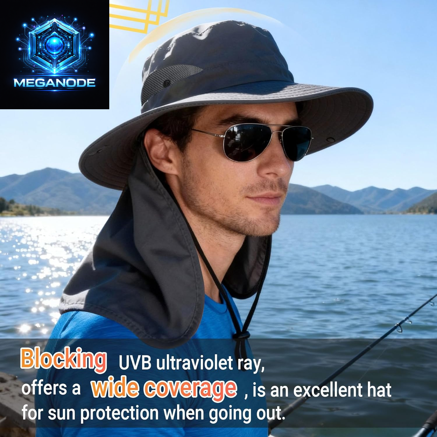 Sun Hats for Men Women with Neck Flap UPF 50+ UV Protection Wide Brim Bucket Hat Safari Hiking Fishing Hats