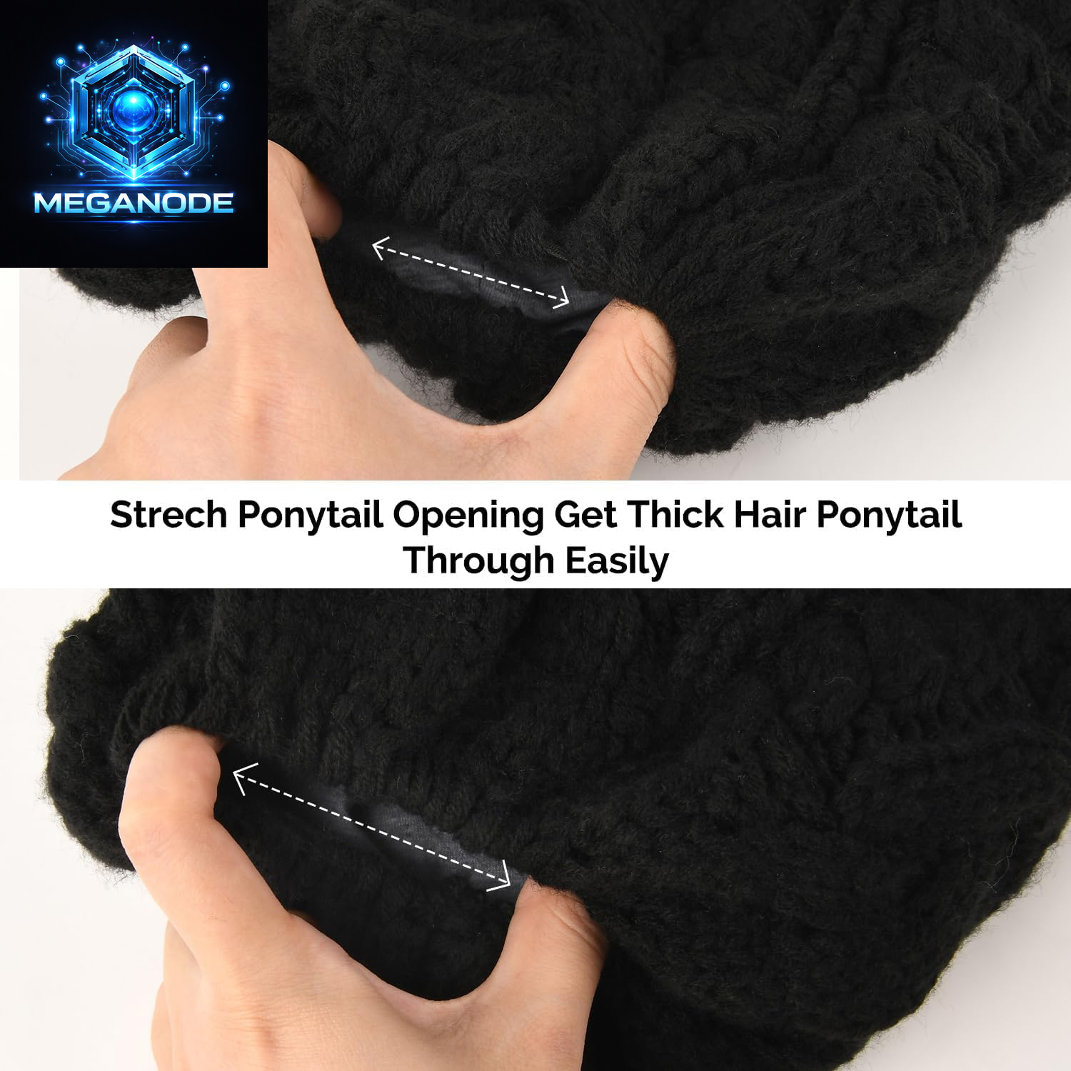 Ponytail Beanies with Tail Hole Warm Lined Knit Skull Beanie 