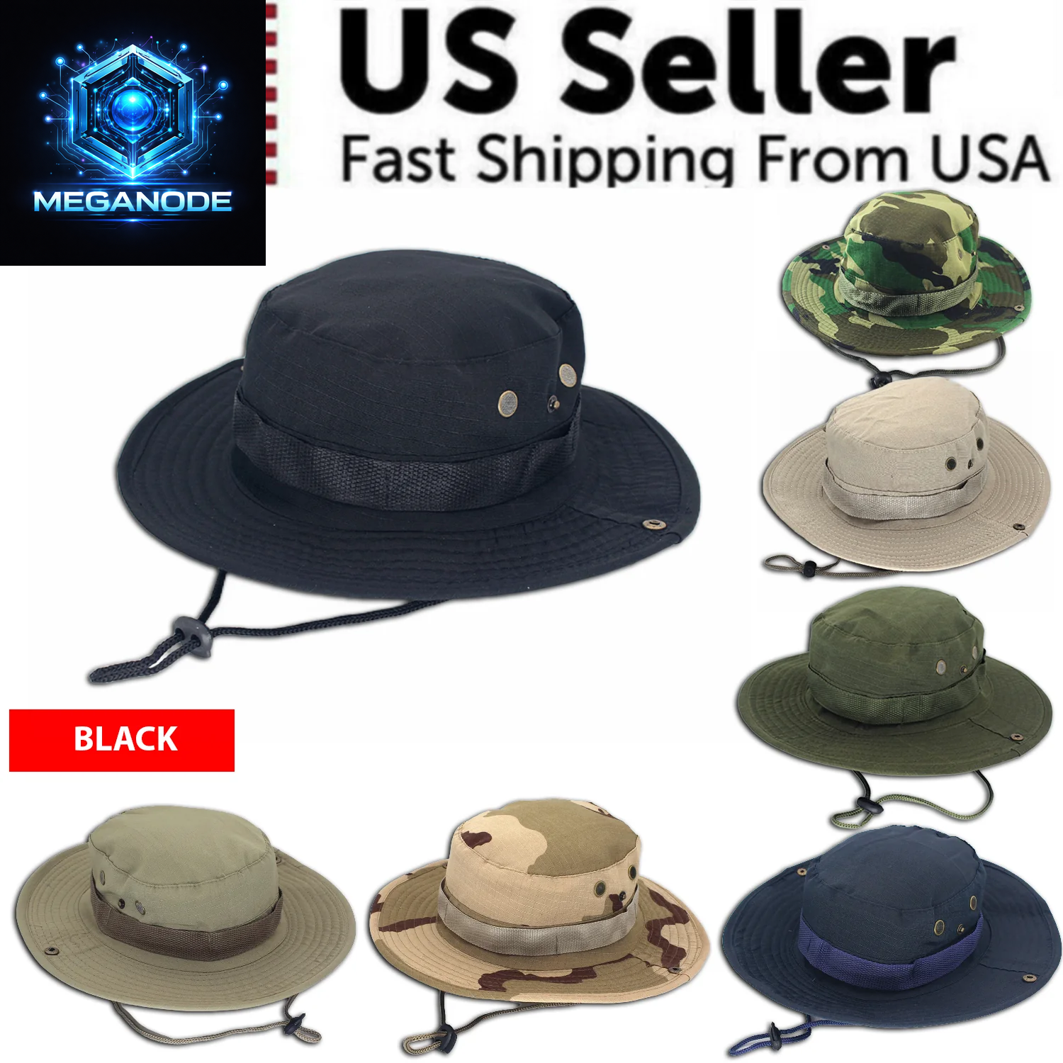 Boonie Bucket Hats Outdoor Fishing Hunting Wide Brim Mesh Camo Safari Sun Cap