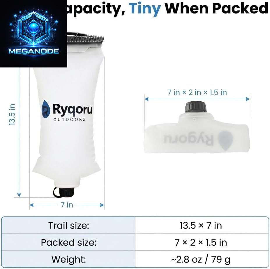 2L Collapsible Water Bladder – Ultralight TPU Hydration Canteen, 28mm Thread Compatible with Sawyer Squeeze & Mini, BPA-Free Leak-Proof Filter Bag for Hiking, Camping & Backpacking