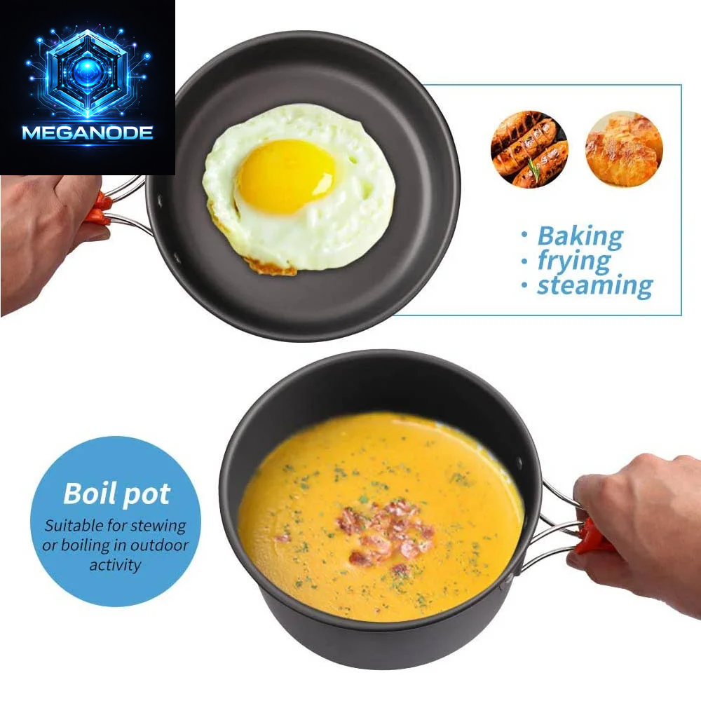 Camping Cooking Set Camping Cookware Travel Tableware Outdoor Picnic Set Teapot for 2-3 Peaple Non-Stick Pots Assorted Sets