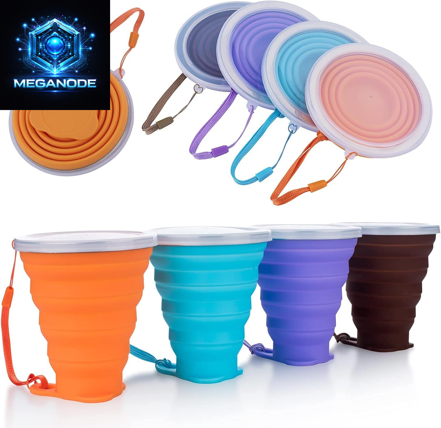 Versatile Silicone Collapsible Travel Cup - Portable Folding Camping Cup with Lids - Expandable and Lightweight Design for On-the-Go Hydration