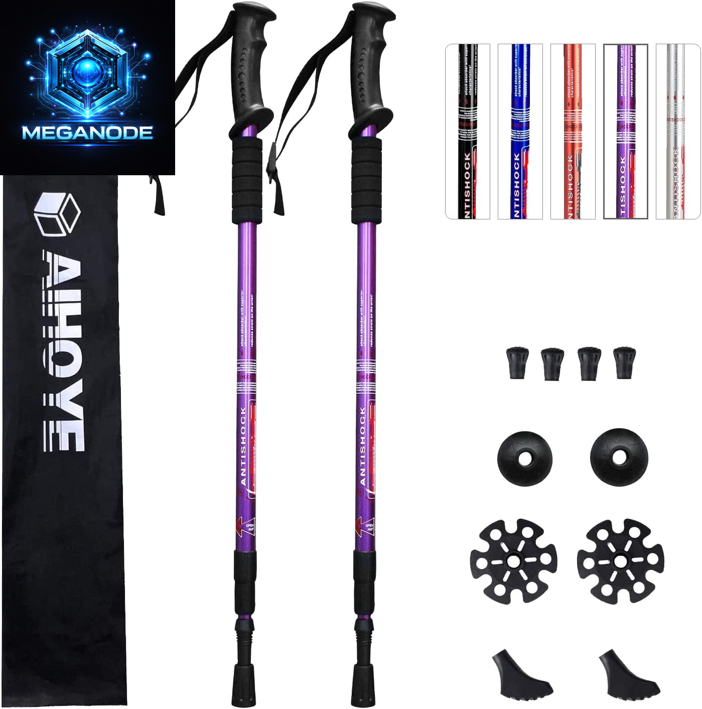 Hiking Trekking Poles, 2 Pack Collapsible, Lightweight and anti Shock,