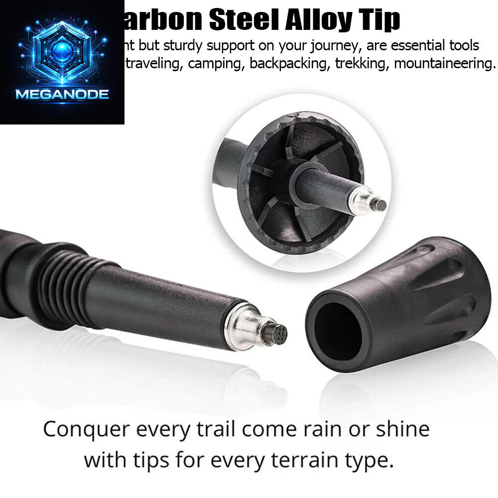 Pair 2 Trekking Walking Hiking Sticks Poles Quick Lock Adjustable Alpenstock 25.5" to 64.9" for All Heights, Durable & Lightweight Aluminum, Black