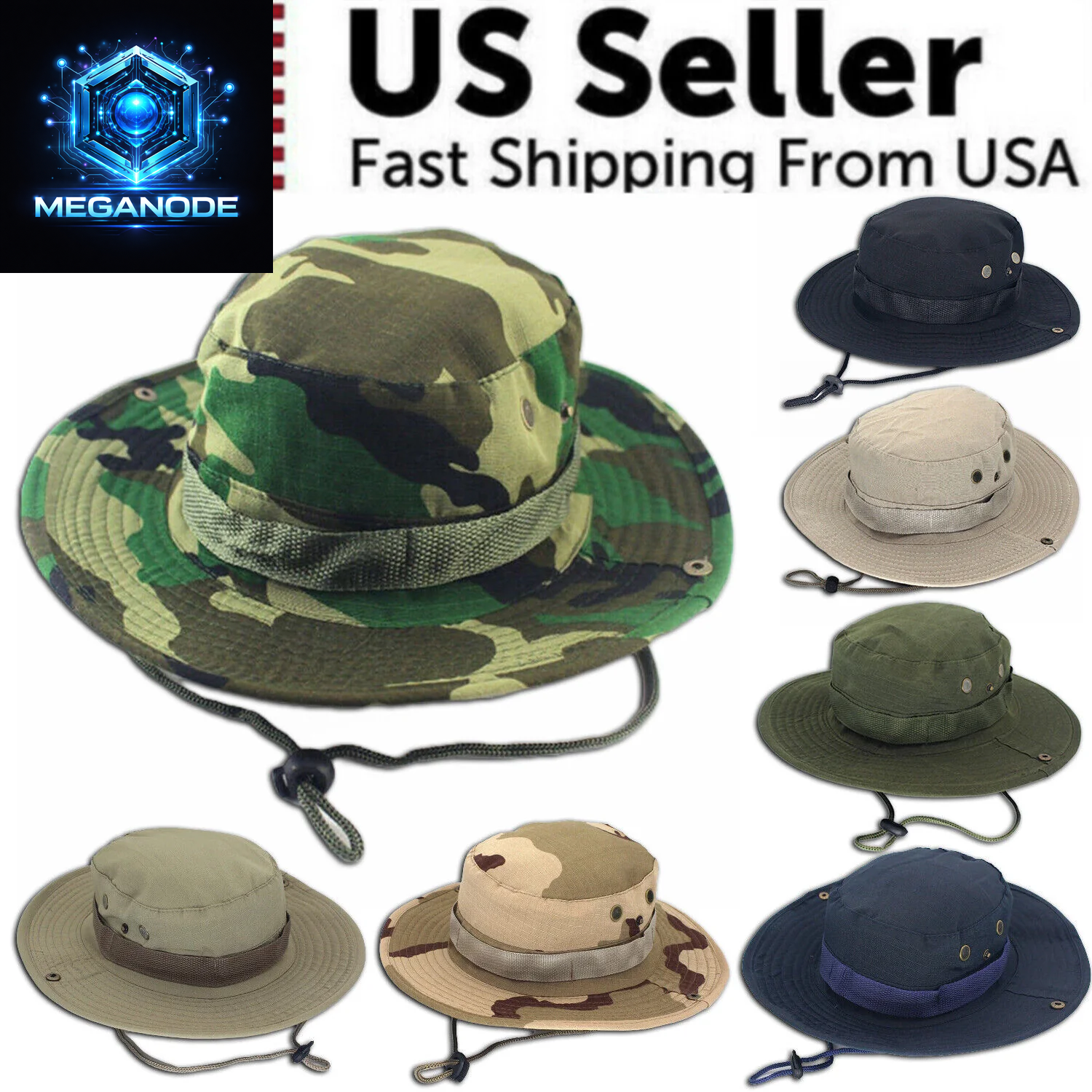 Boonie Bucket Hats Outdoor Fishing Hunting Wide Brim Mesh Camo Safari Sun Cap
