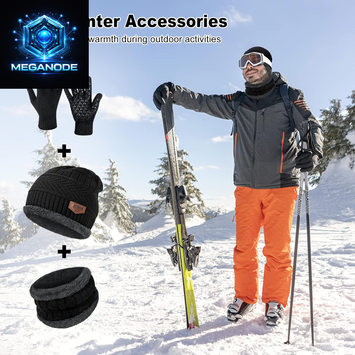 Winter Beanie Hats Scarf Gloves and  Skull Cap Neck Warmer 