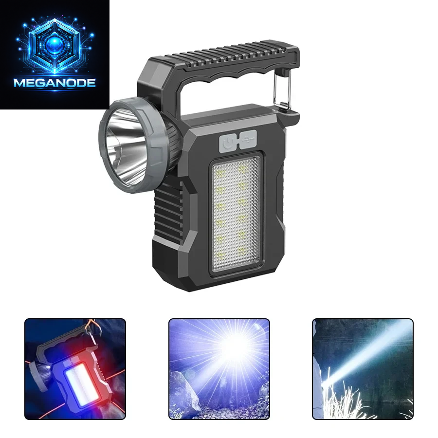Portable Powerful USB Rechargeable Flashlight Solar LED Light with COB 