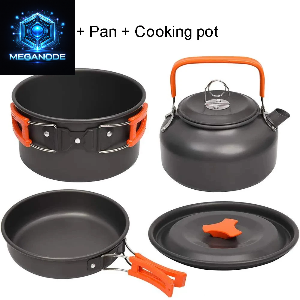 Camping Cooking Set Camping Cookware Travel Tableware Outdoor Picnic Set Teapot for 2-3 Peaple Non-Stick Pots Assorted Sets