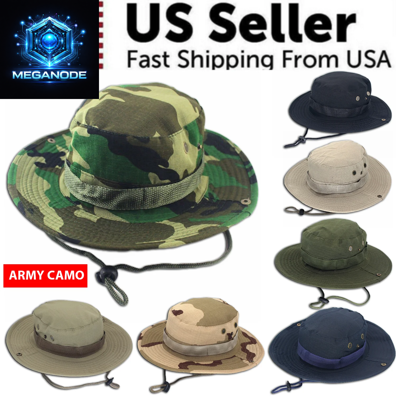 Boonie Bucket Hats Outdoor Fishing Hunting Wide Brim Mesh Camo Safari Sun Cap