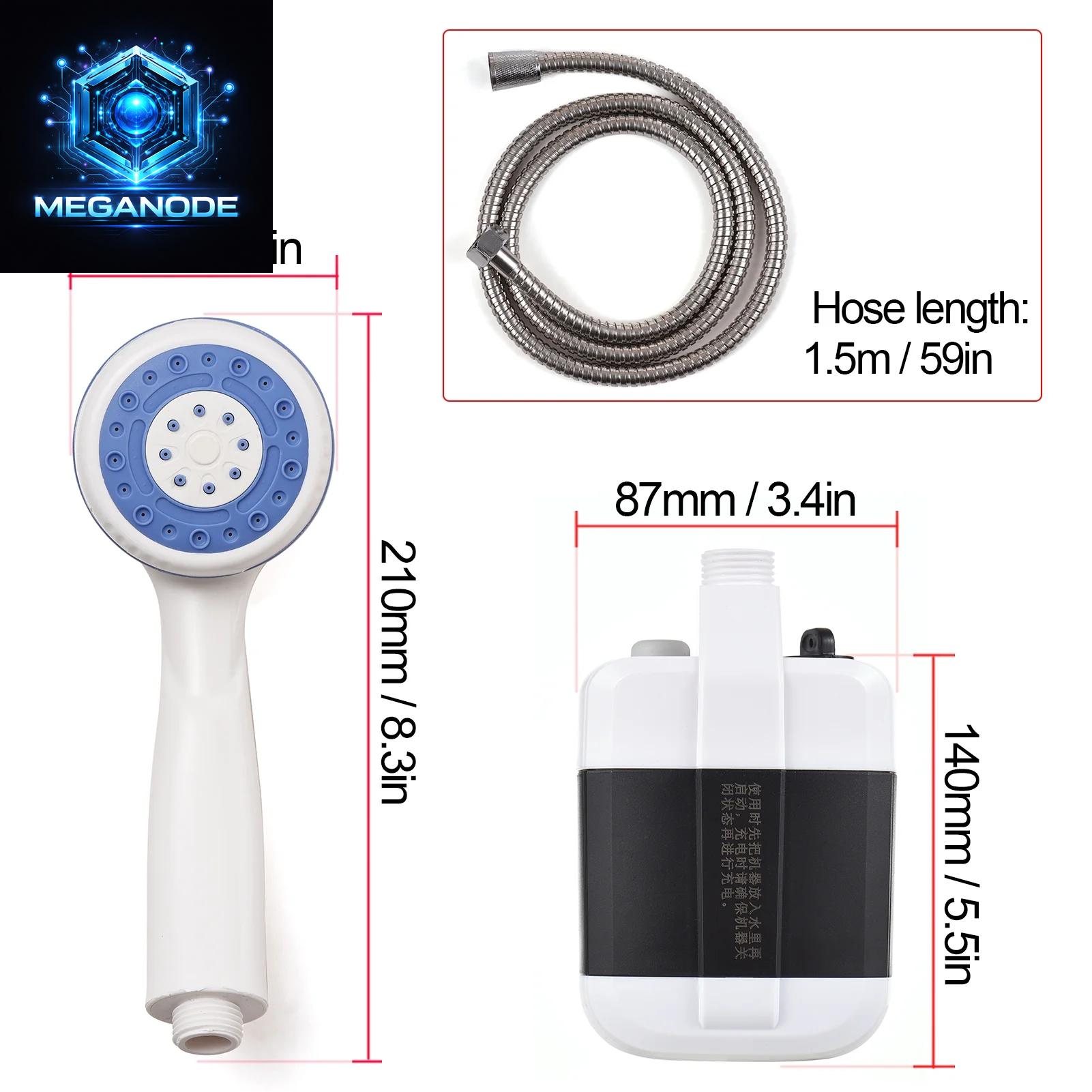 Portable Camping Shower Outdoor USB Rechargeable Electric Shower Pump for Camping Car Washing Gardening Pet Cleaning