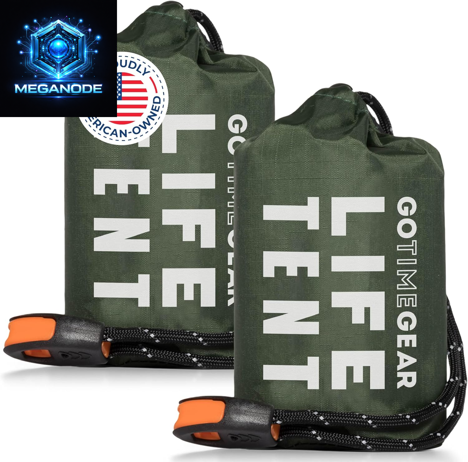 All Weather Protection Survival Life Tent • 2 Person Mylar Emergency Shelter Tube Tent + Paracord +Whistle