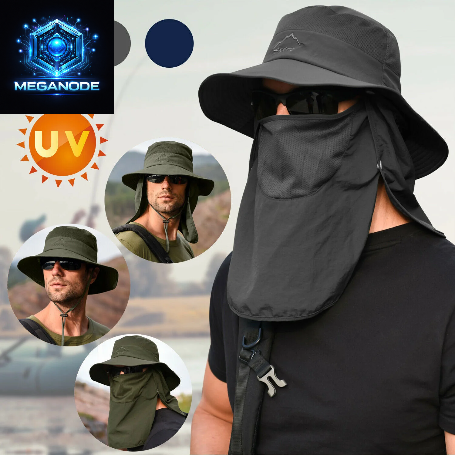 Wide Brim Sun Hat UV Protection Bucket Cap for Hiking Camping Fishing Safari Men