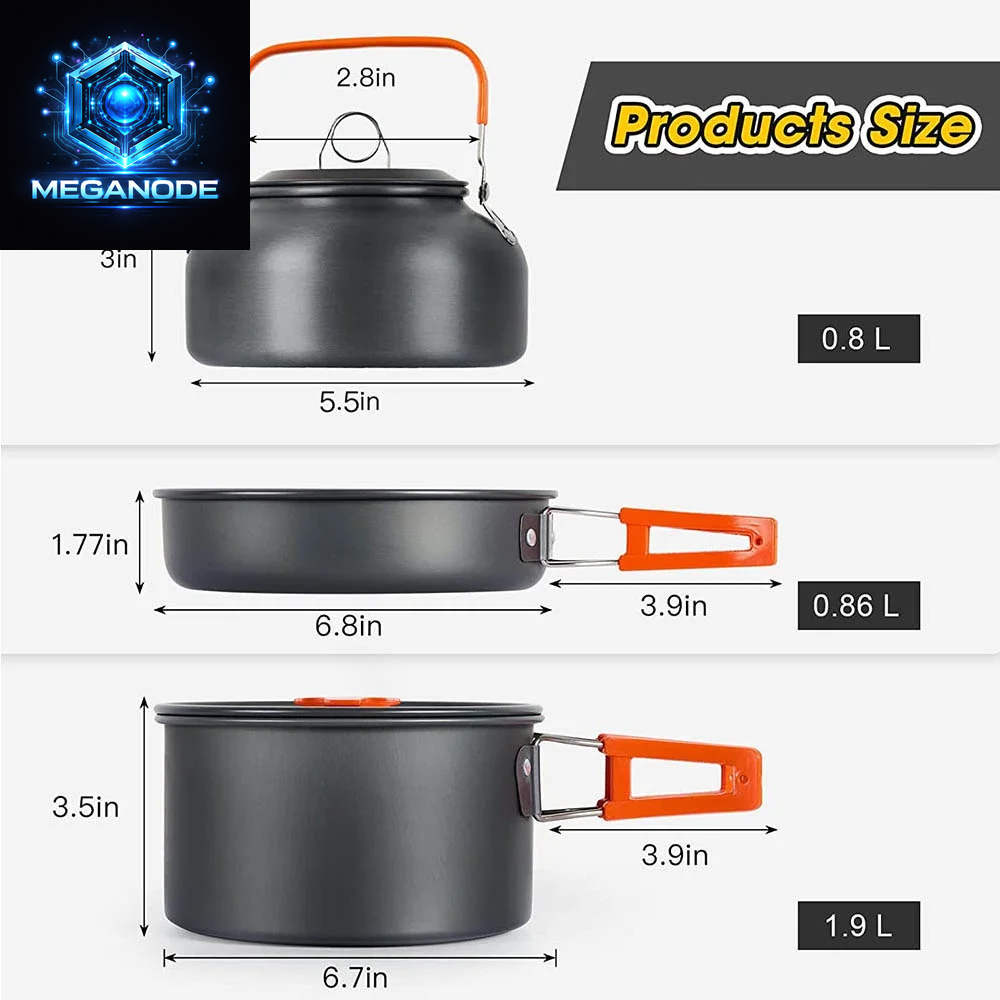 Camping Cooking Set Camping Cookware Travel Tableware Outdoor Picnic Set Teapot for 2-3 Peaple Non-Stick Pots Assorted Sets